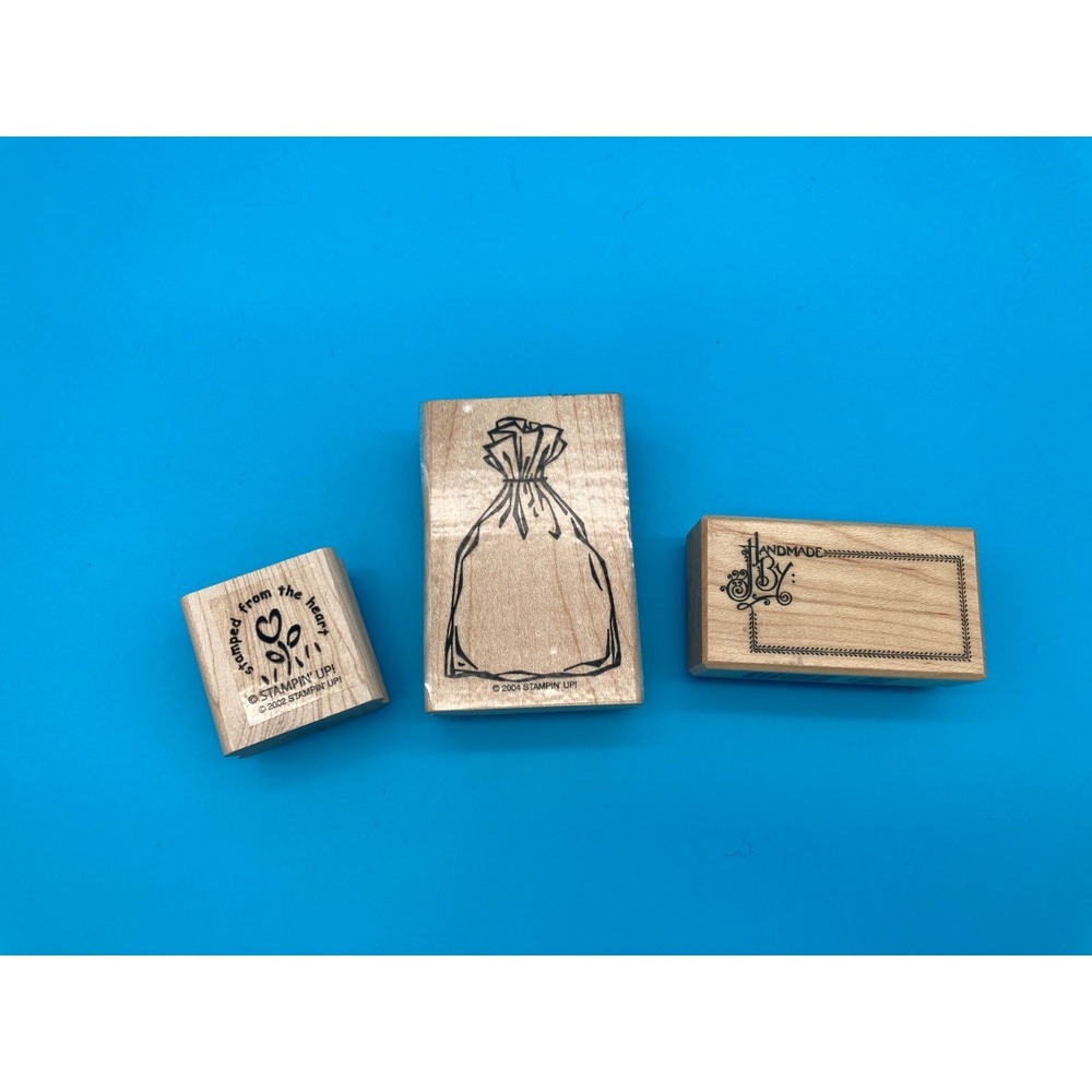Retired Stampin' Up! & PSX Wood-Mounted Rubber Stamp Trio Tag & Label